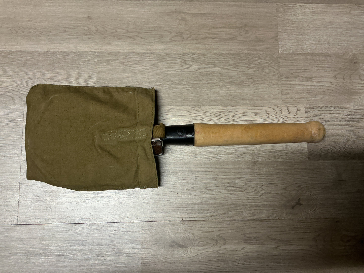 1981 OTKI Marked Military Entrenching Shovel w/ Canvas Carrier Eastern Block Surplus