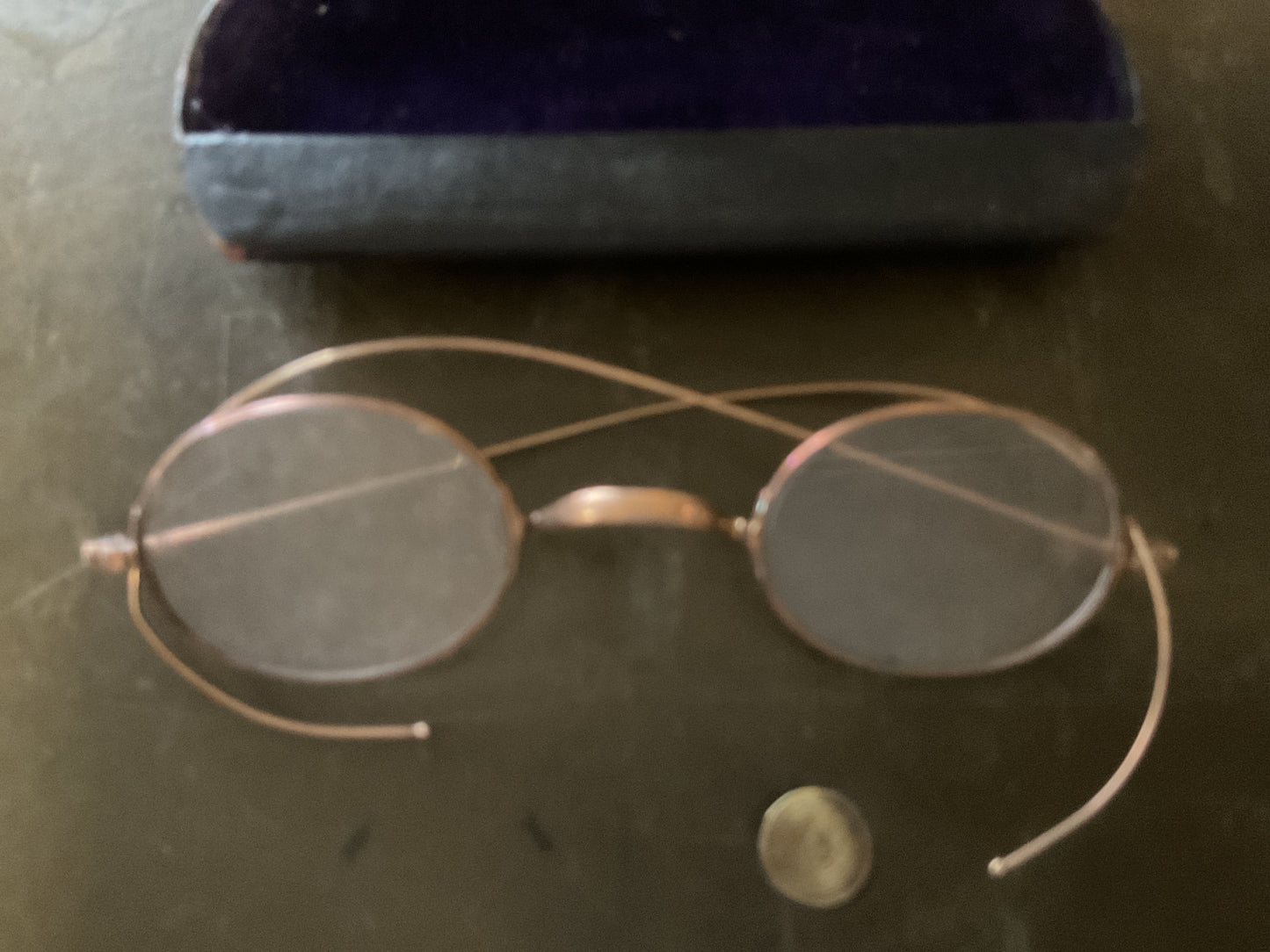 Antique Gold Filled Wire Rim Eyeglasses C.1905-1925 with Original Case-Wilkes Barre, PA