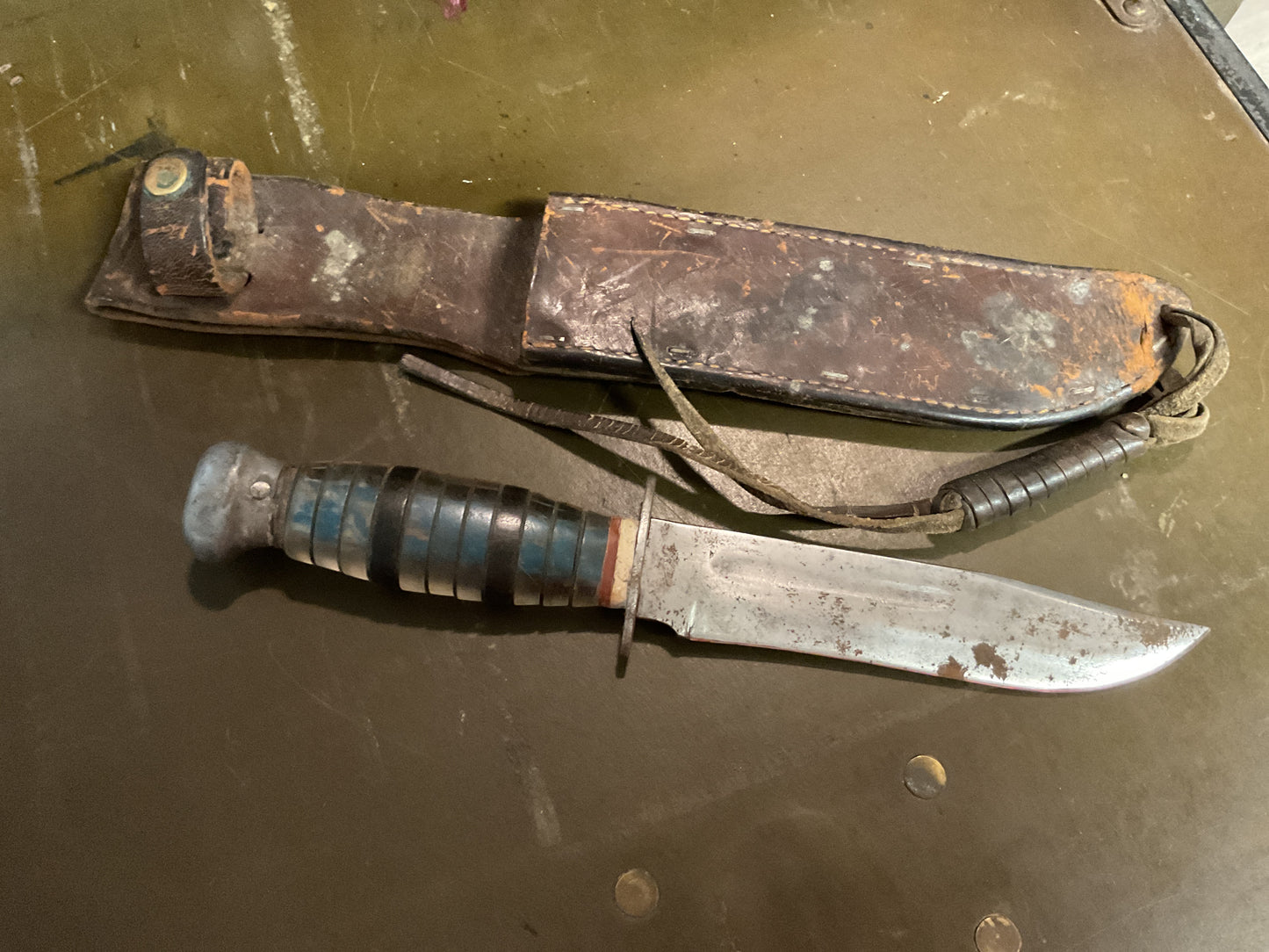 WWII Theatre Knife Black Blue & Clear Handle