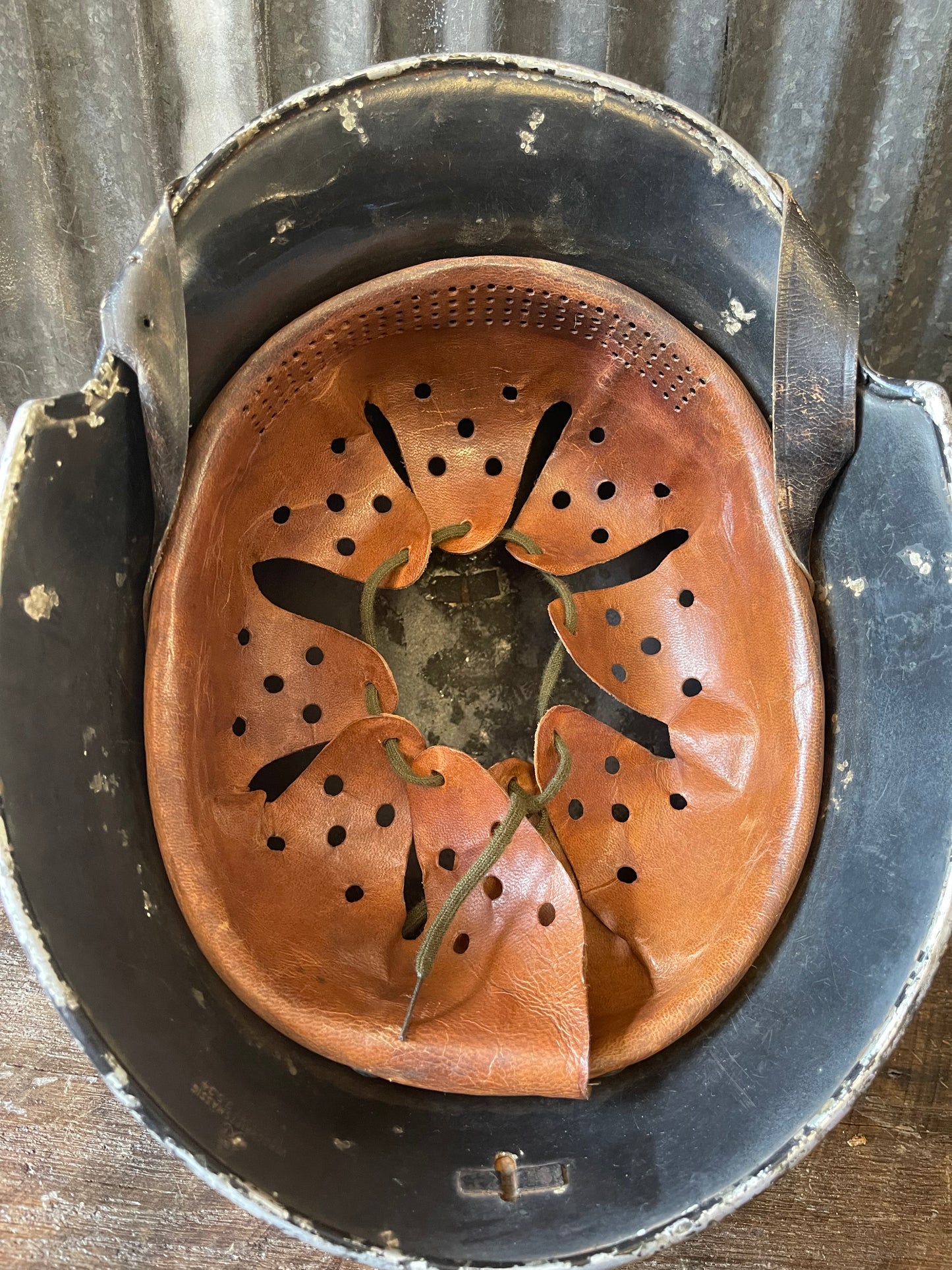 WWII German Fire Police (Feuerschutzpolizei) Aluminum Helmet – Complete with Original Liner