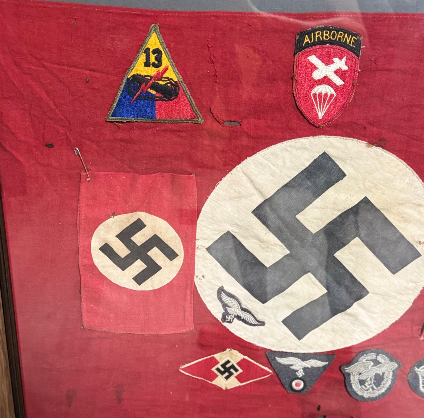 Battle of The Bulge-Paratrooper Captured & Signed Nazi Flag