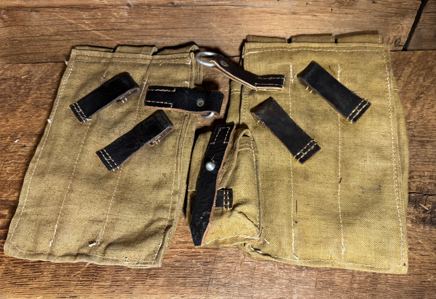 Original German WWII Matched Pair of MP 38/40 Tropical Afrika Korps Magazine Pouches