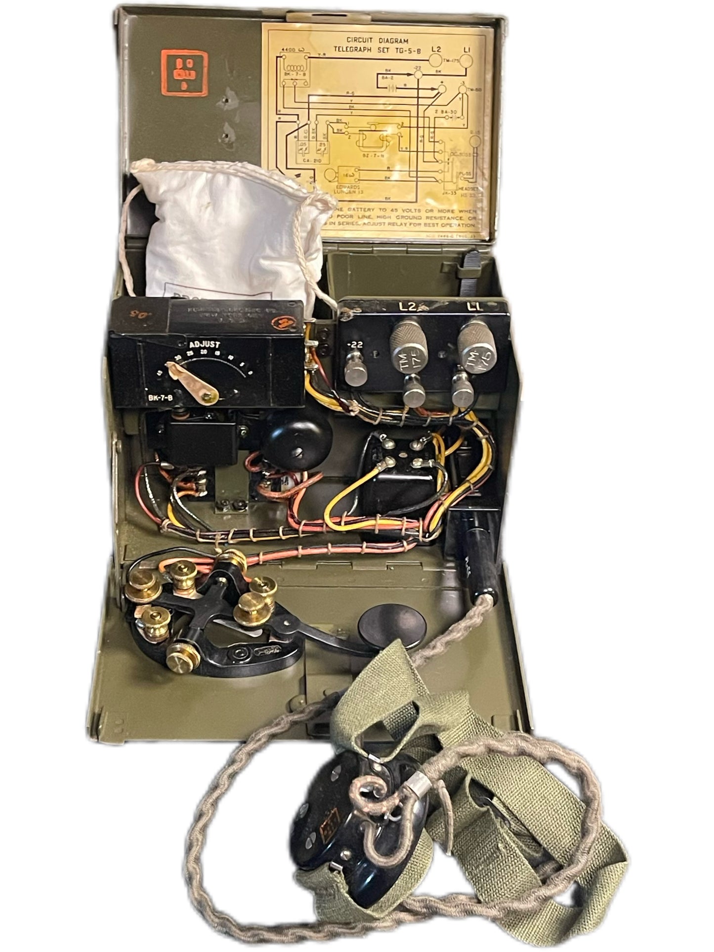U.S. Army Signal Corps Telegraph Set TG-5-B – WWII 1944 Manufacture, Like New Condition