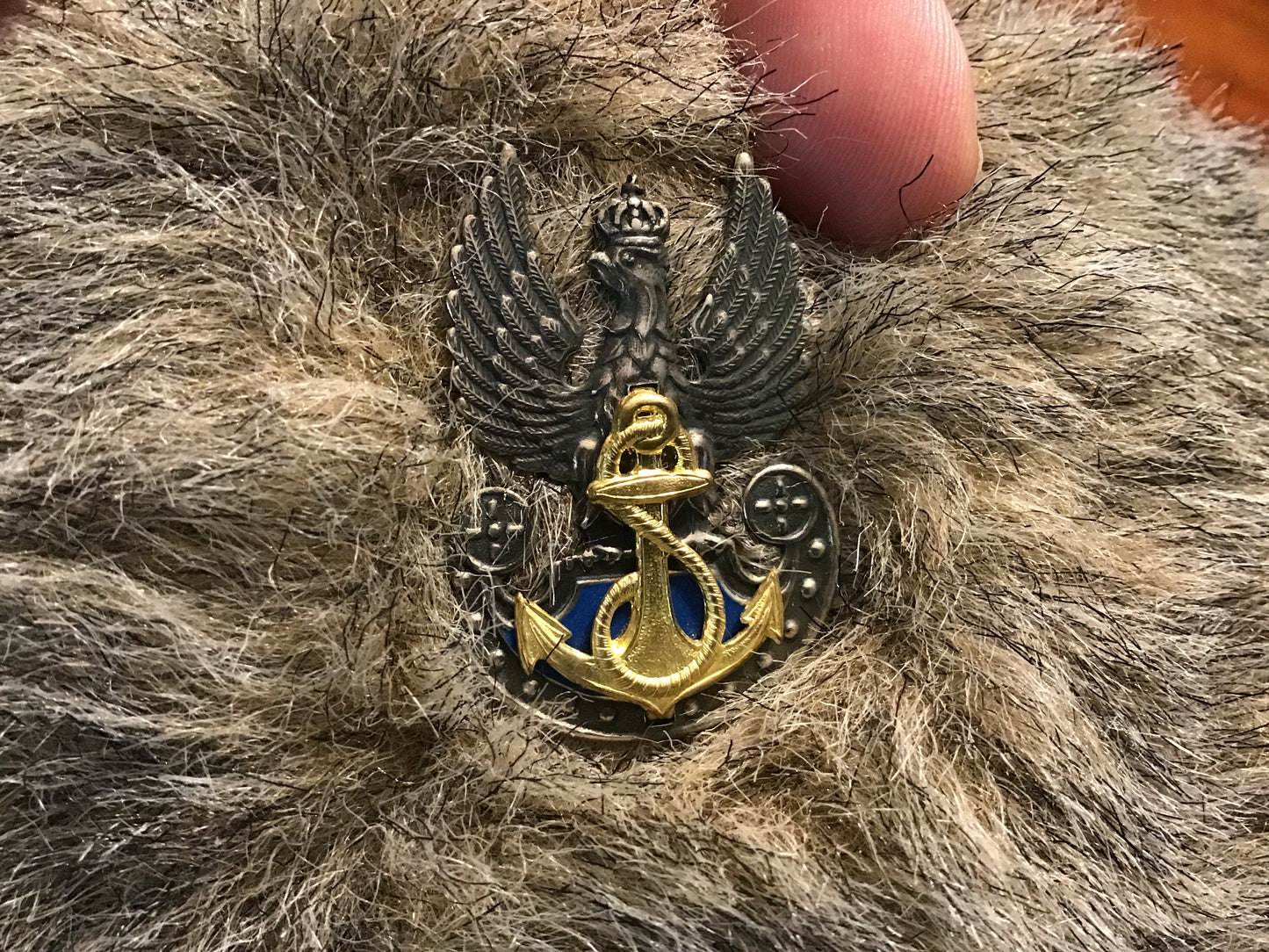 Polish Navy Ushanka Winter Hat Size 54 Dated 10/2009 Military Surplus Eagle Anchor Badge