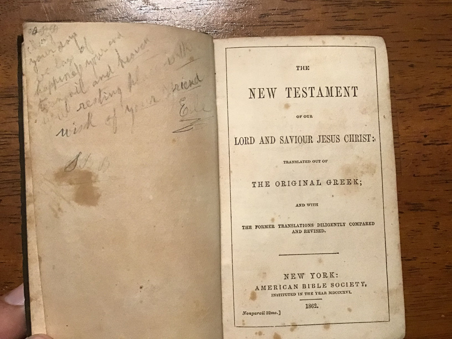 1862 New Testament Pocket Bible – American Bible Society – Civil War Era Religious Book