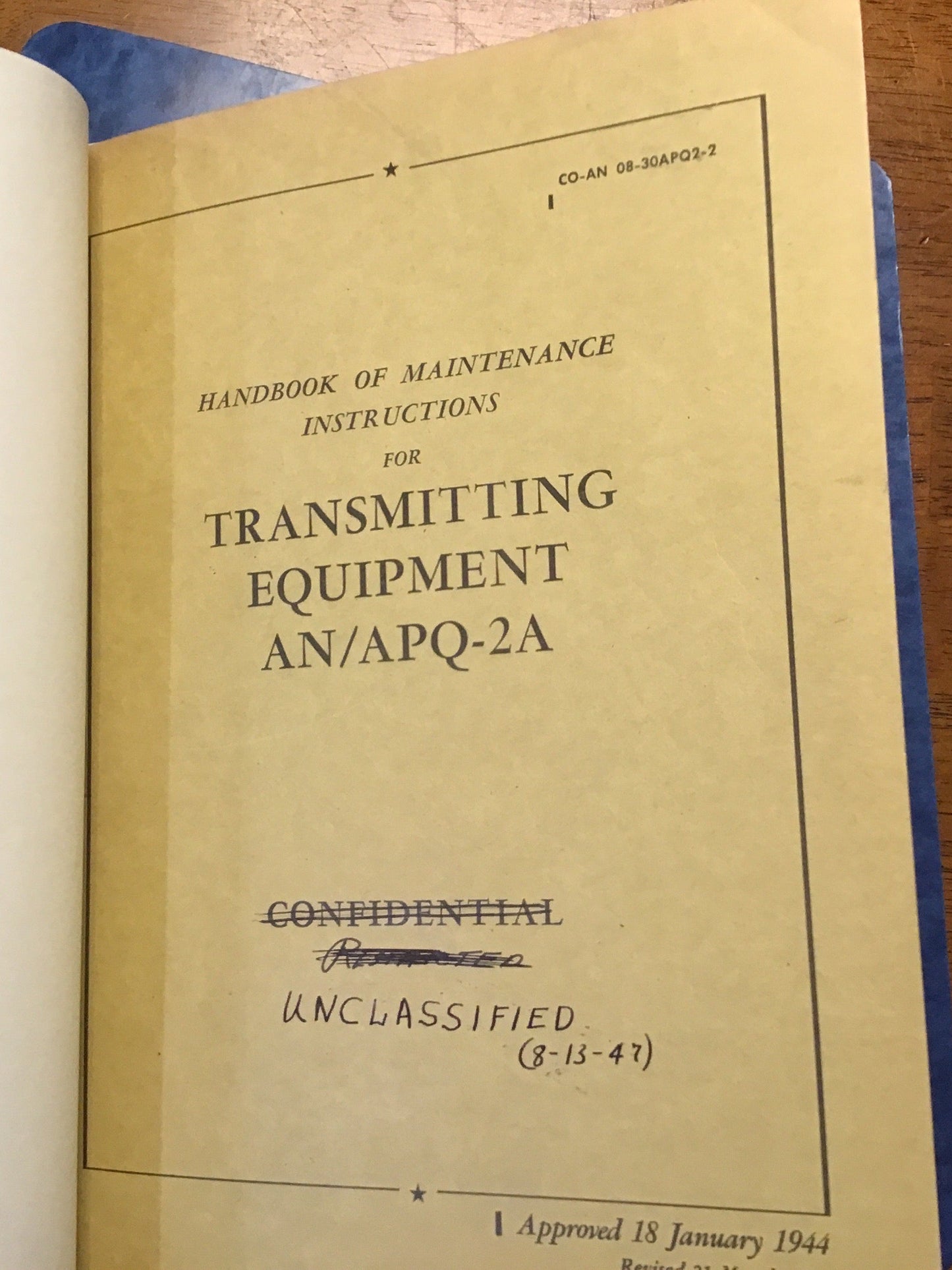 WWII AN/APQ-2A Radar Equipment Manual Lot 1943-44 Restricted AAF Technical Orders