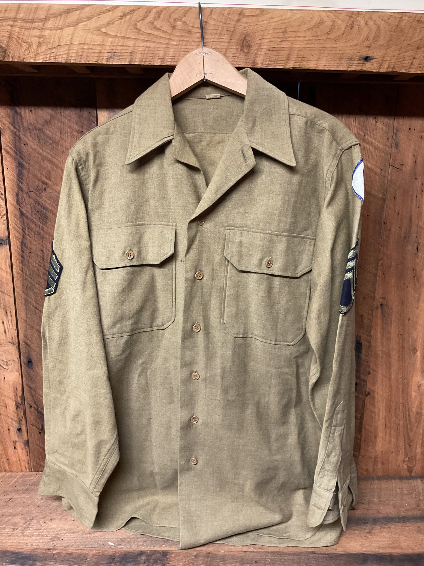 WWII EM Wool Shirt w/ gas flap and insignia