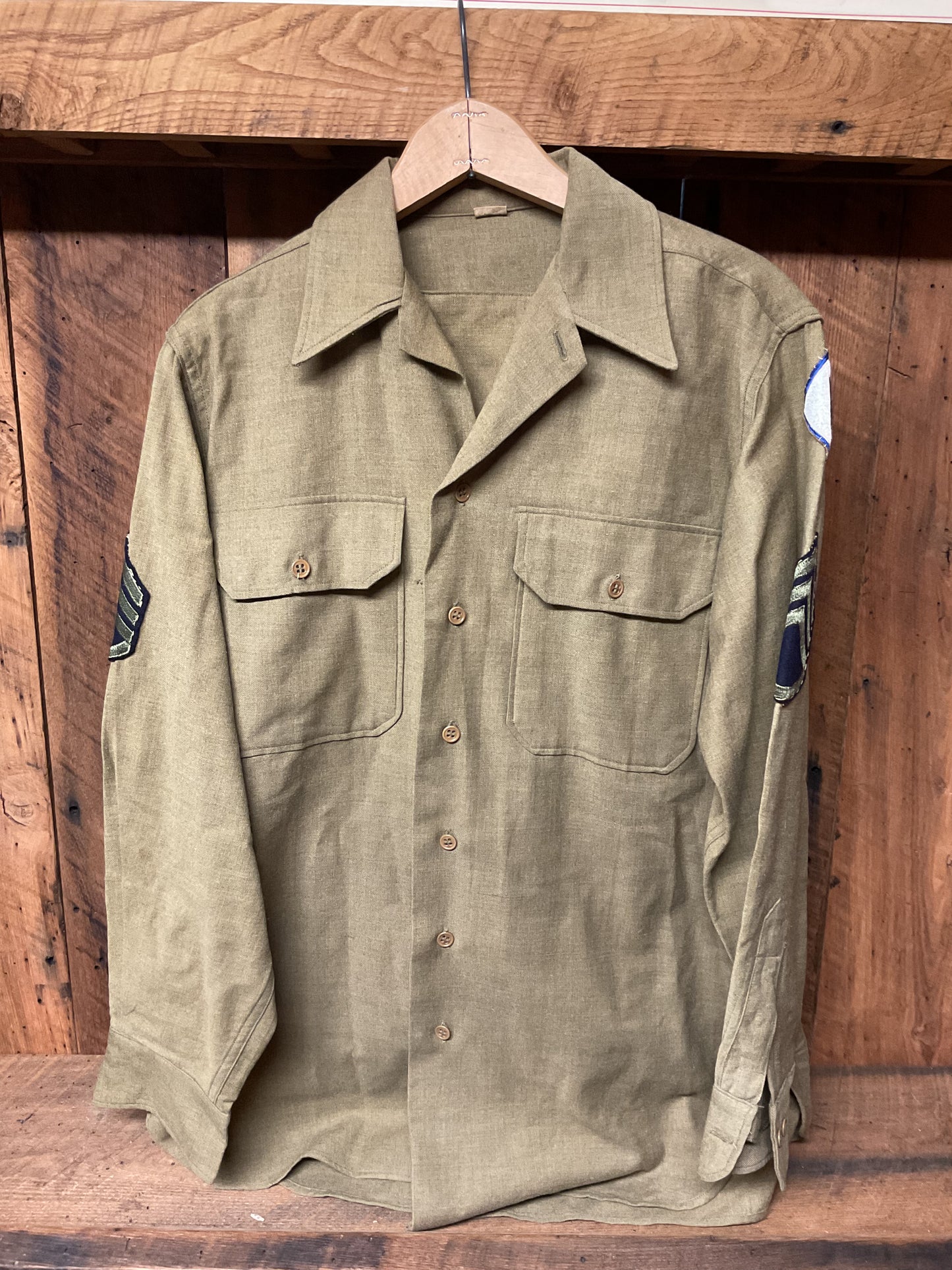 WWII EM Wool Shirt w/ gas flap and insignia