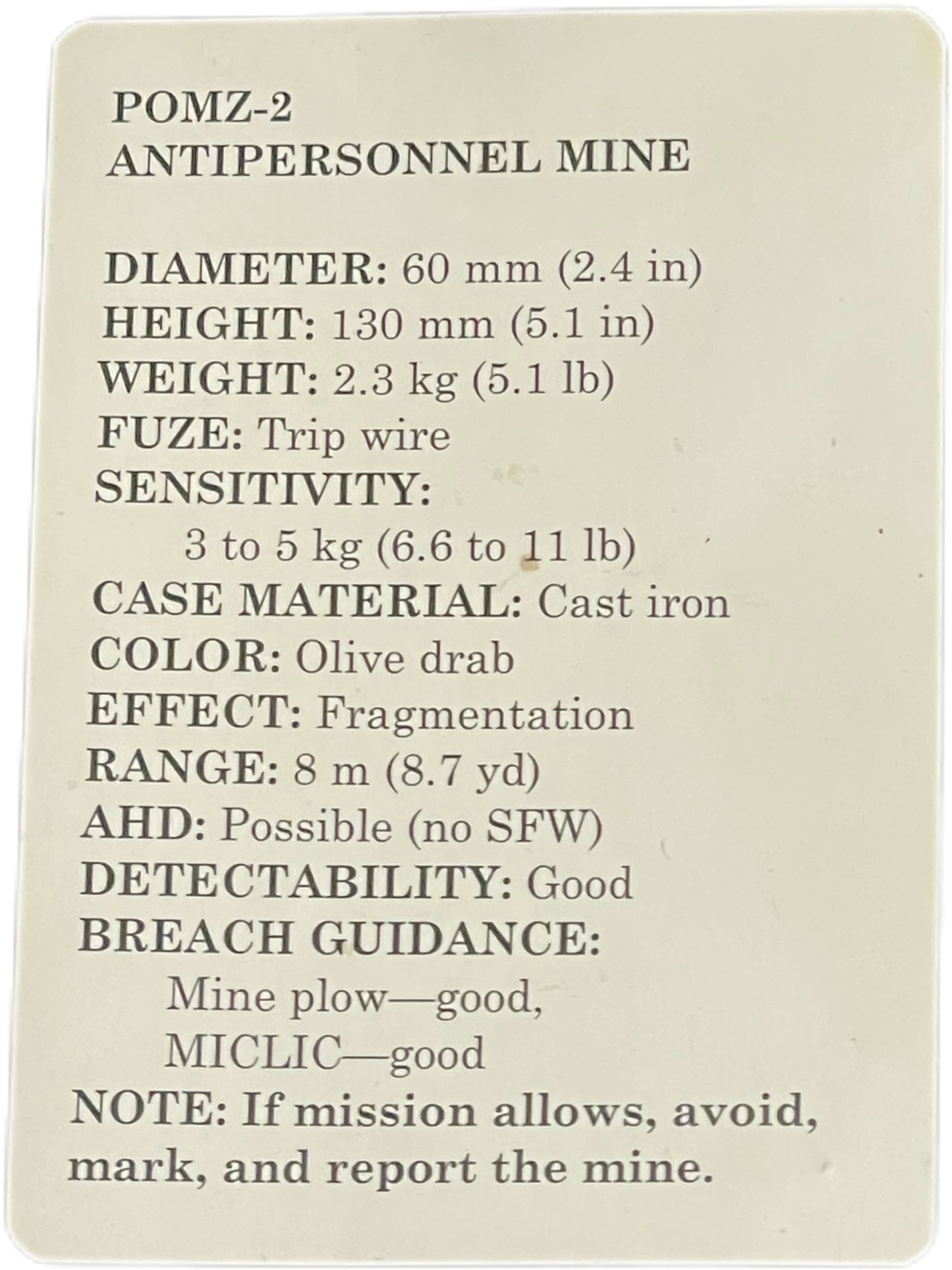 Original Complete Inert POMZ-2 anti personnel mine