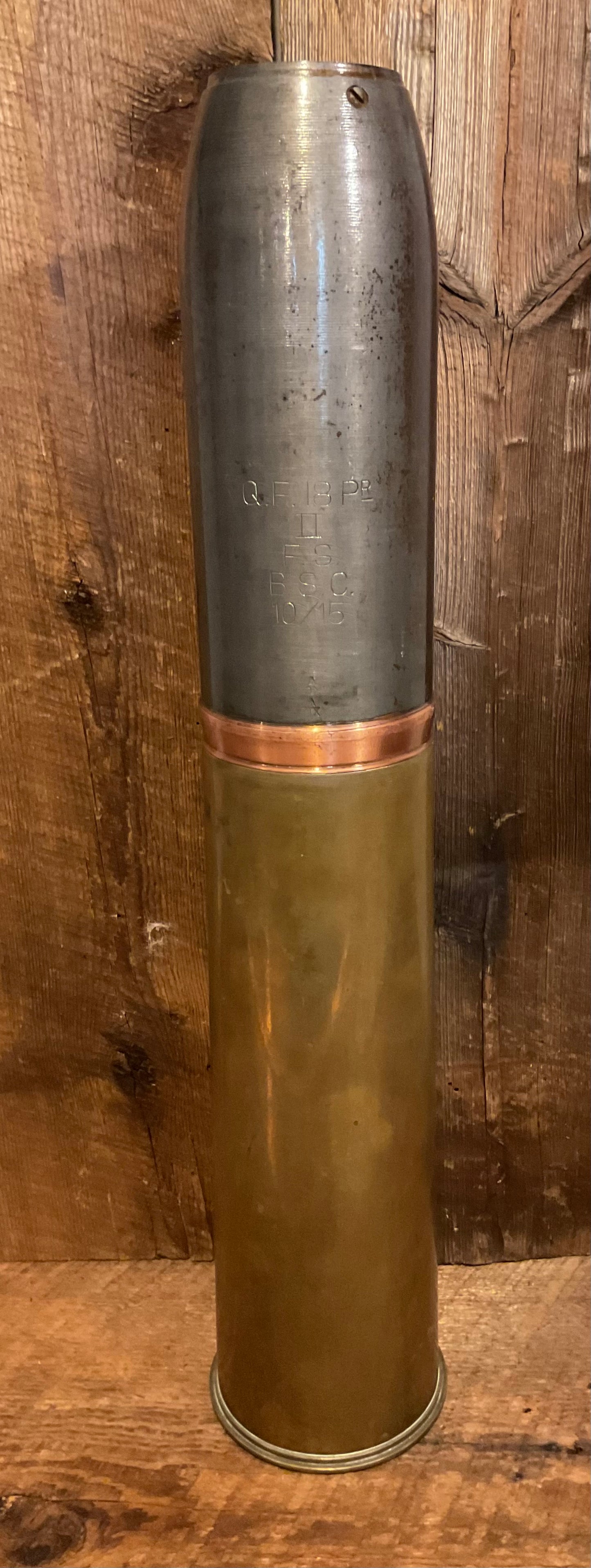 WWI US Produced British 18 Pounder Shell with Casing