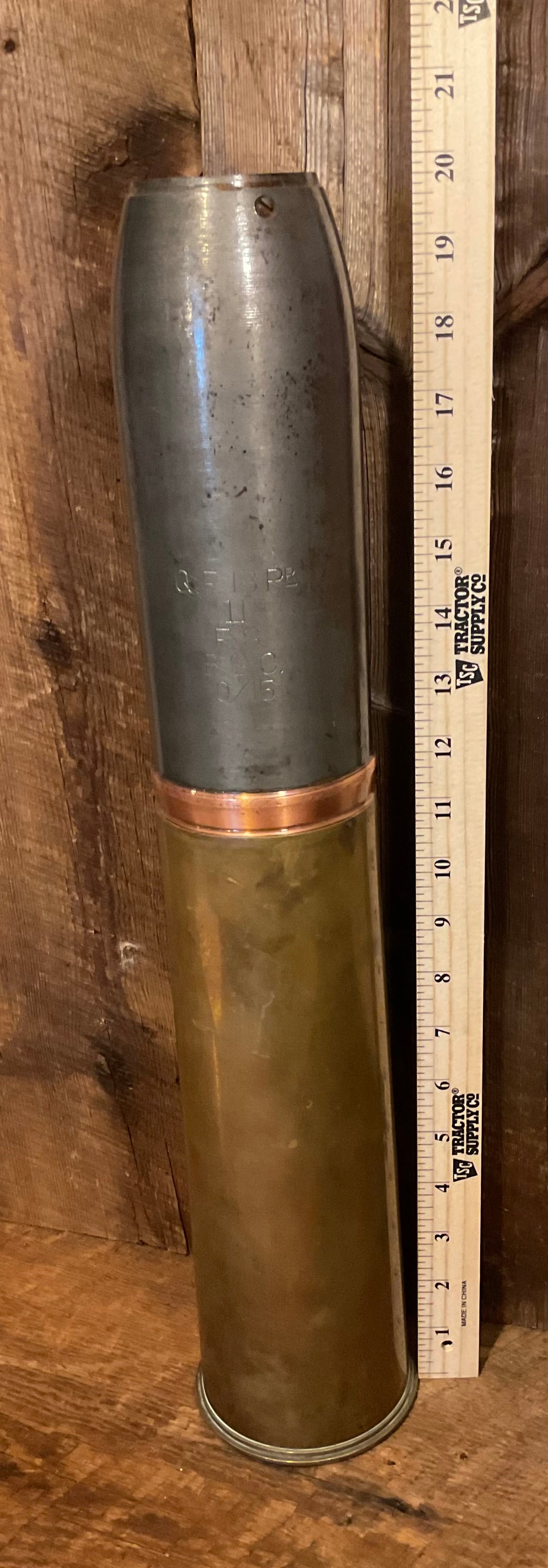 WWI US Produced British 18 Pounder Shell with Casing