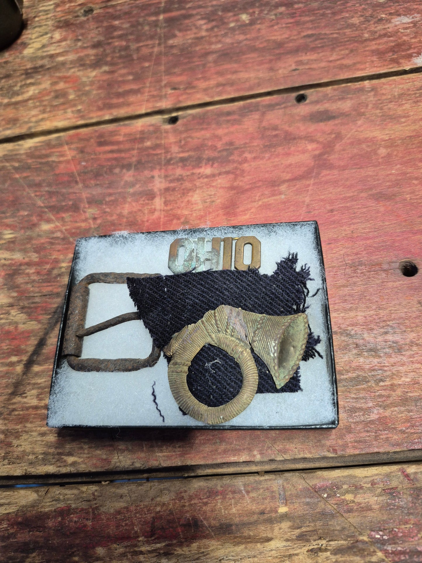 Civil War Relic Group – Militia Infantry Bugle Insignia, Ohio Device & Antietam-Dug Belt Buckle