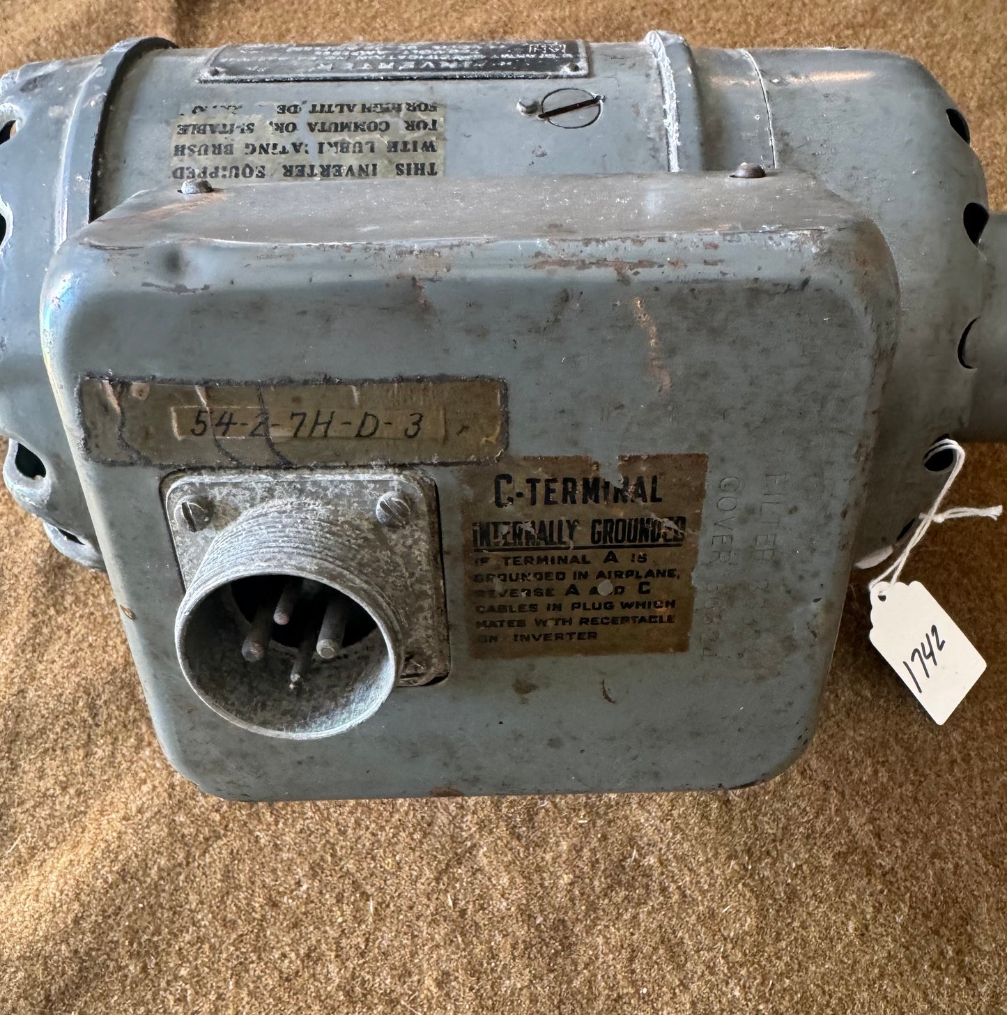 Holtzer-Cabot U.S. Army Aircraft Inverter Type MG-149F 24V DC to 115/26V AC WWII Aircraft Power Inverter