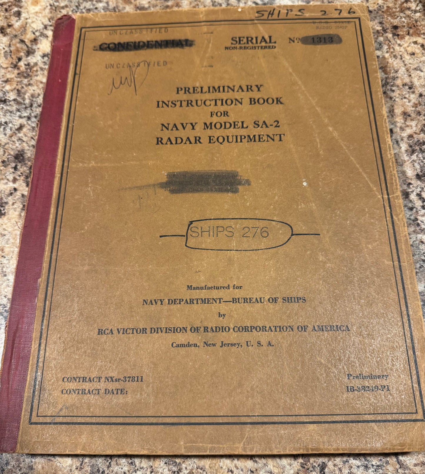 WWII U.S. Navy SA-2 Radar Equipment Instruction Manual – Ships 276 – RCA Victor