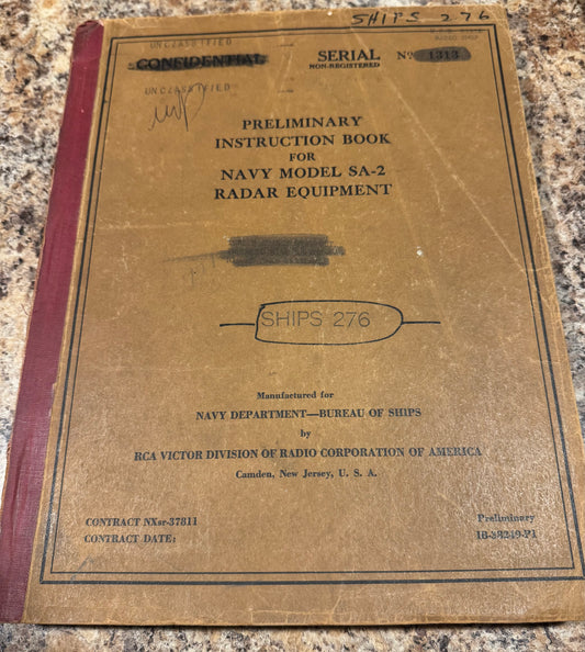 WWII U.S. Navy SA-2 Radar Equipment Instruction Manual – Ships 276 – RCA Victor