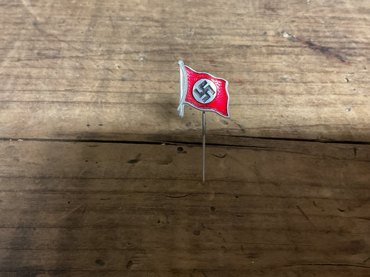 Original WWII German NSDAP Party Flag Enamel Stickpin- “Ges.Gesch” Marked