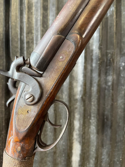 W. Moore Double Barrel Side-by-Side Percussion Shotgun 12 Gauge Antique Black Powder