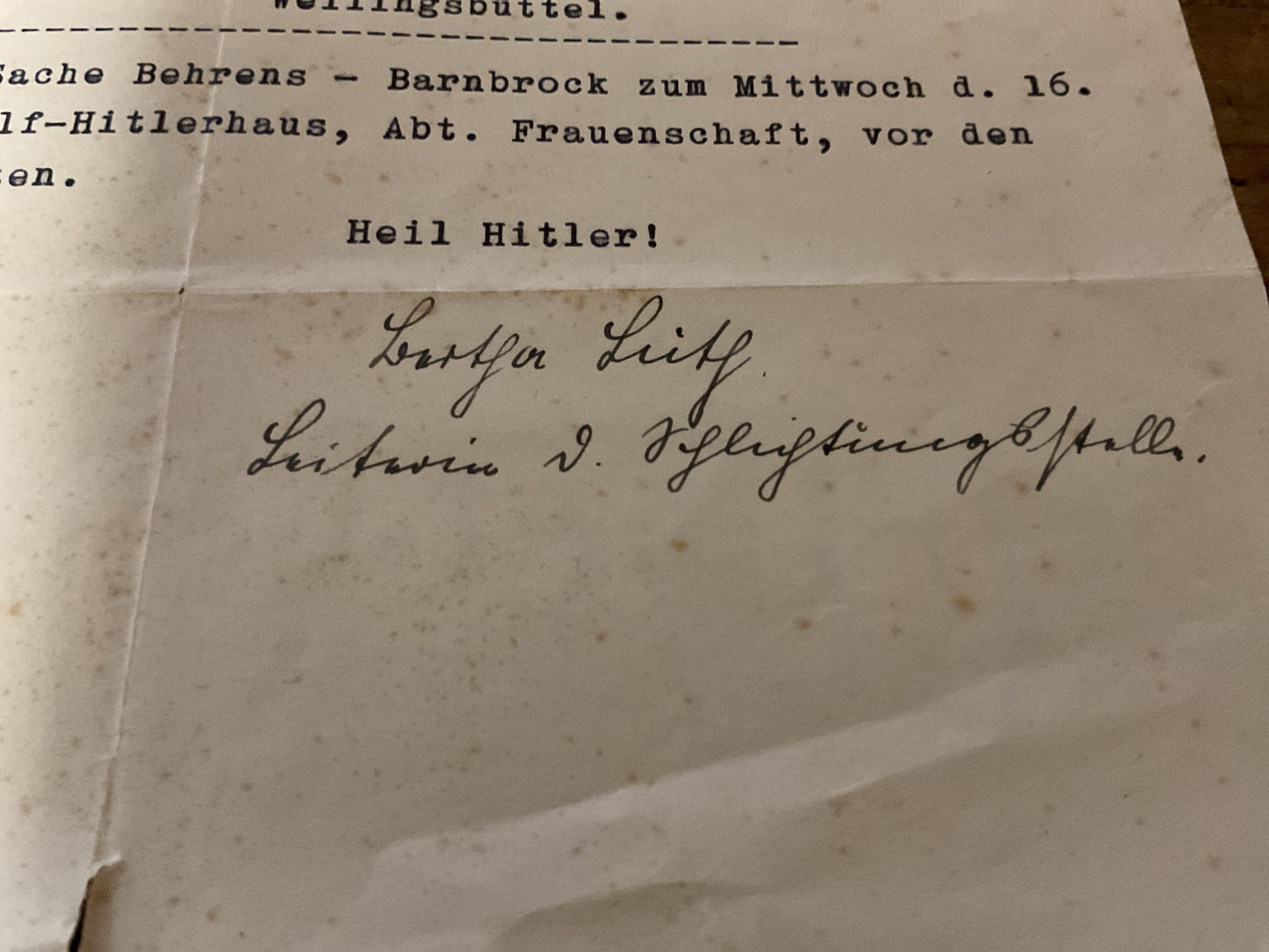 Elisabeth Barnbrock 1936 NS-Frauenschaft Dispute Archive-Hamburg-Wellingbuttel-Named WWII German Document Group