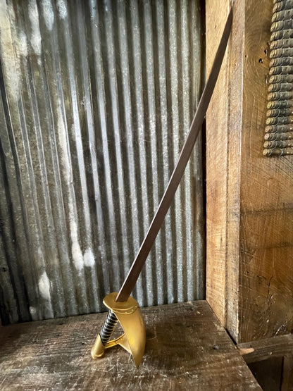 Reproduction Naval Cutlass Sword — Brass Guard & Leather-Wrapped Grip