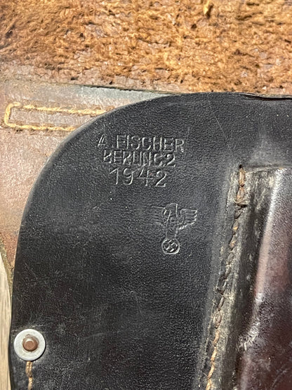 WWII German Walther PPK Black Leather Holster – 1942 Dated – A. Fischer Berlin