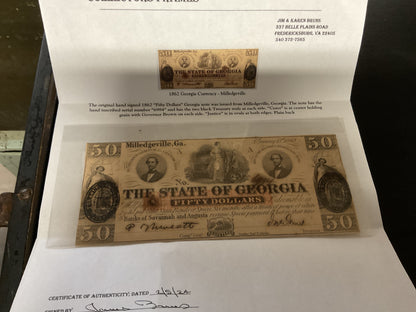 Confederate State of Georgia Fifty Dollar Bill
