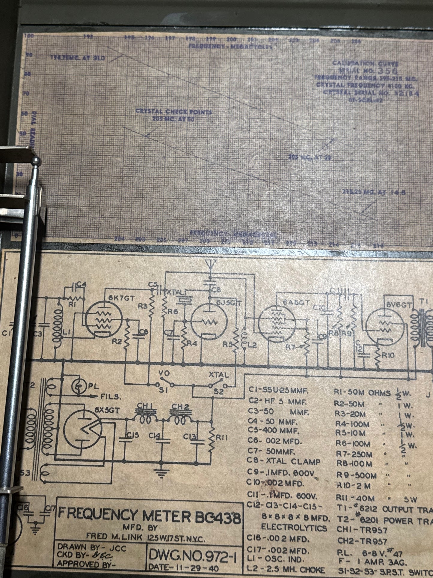 WWII U.S. Army Signal Corps BC-438 Frequency Meter – General Electric / Fred M. Link