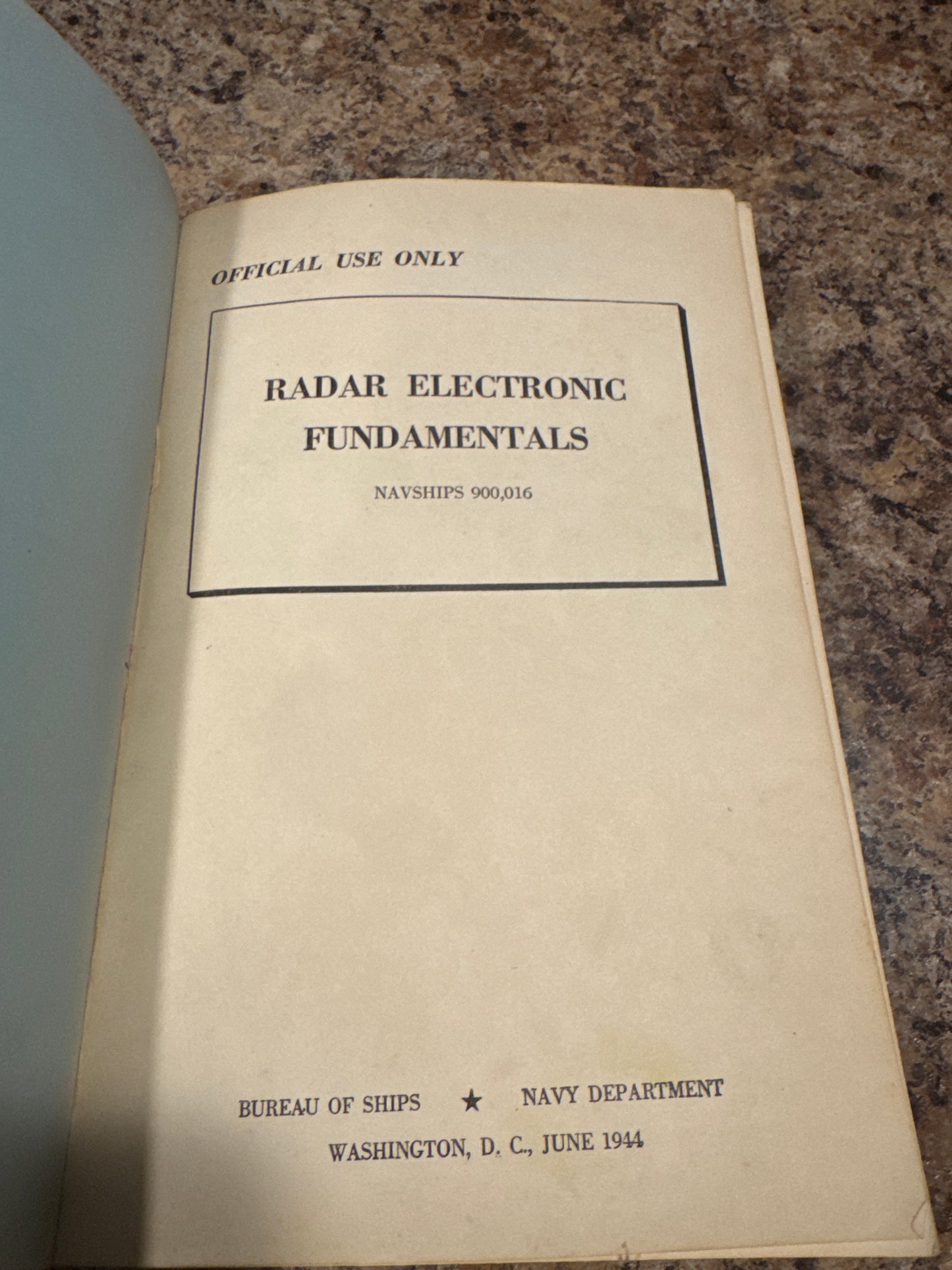 WWII US Navy Radar Electronic Fundamentals NAVSHIPS 900,016 Manual 1944