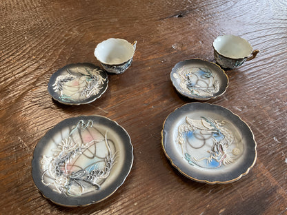 Ceramic Dragon China Saucer Cups & Plates