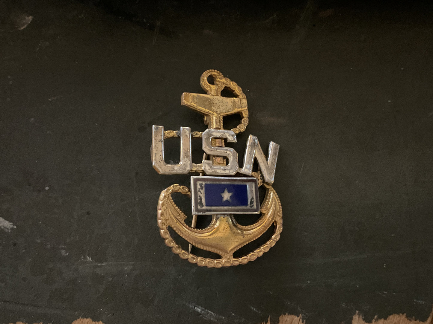 WWII Era USN Navy Chief Petty Officer Son in Service Sweetheart Pin Marked: RO