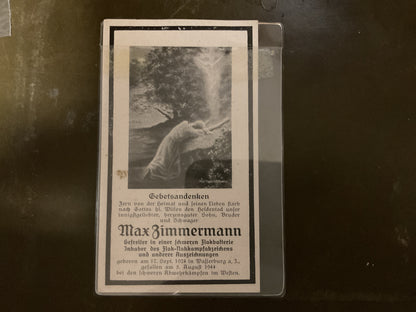 WWII German Death Card Flak Soldier