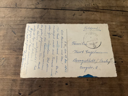 WWII German Engelmann Family Feldpost & Postcard Archive-Burgstadt Saxony 1940-1942-Military Unit Stamps