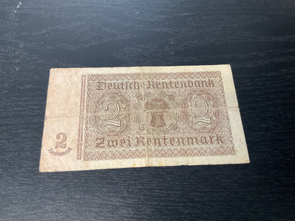 German 2 Rentenmark Transitional Currency 1937