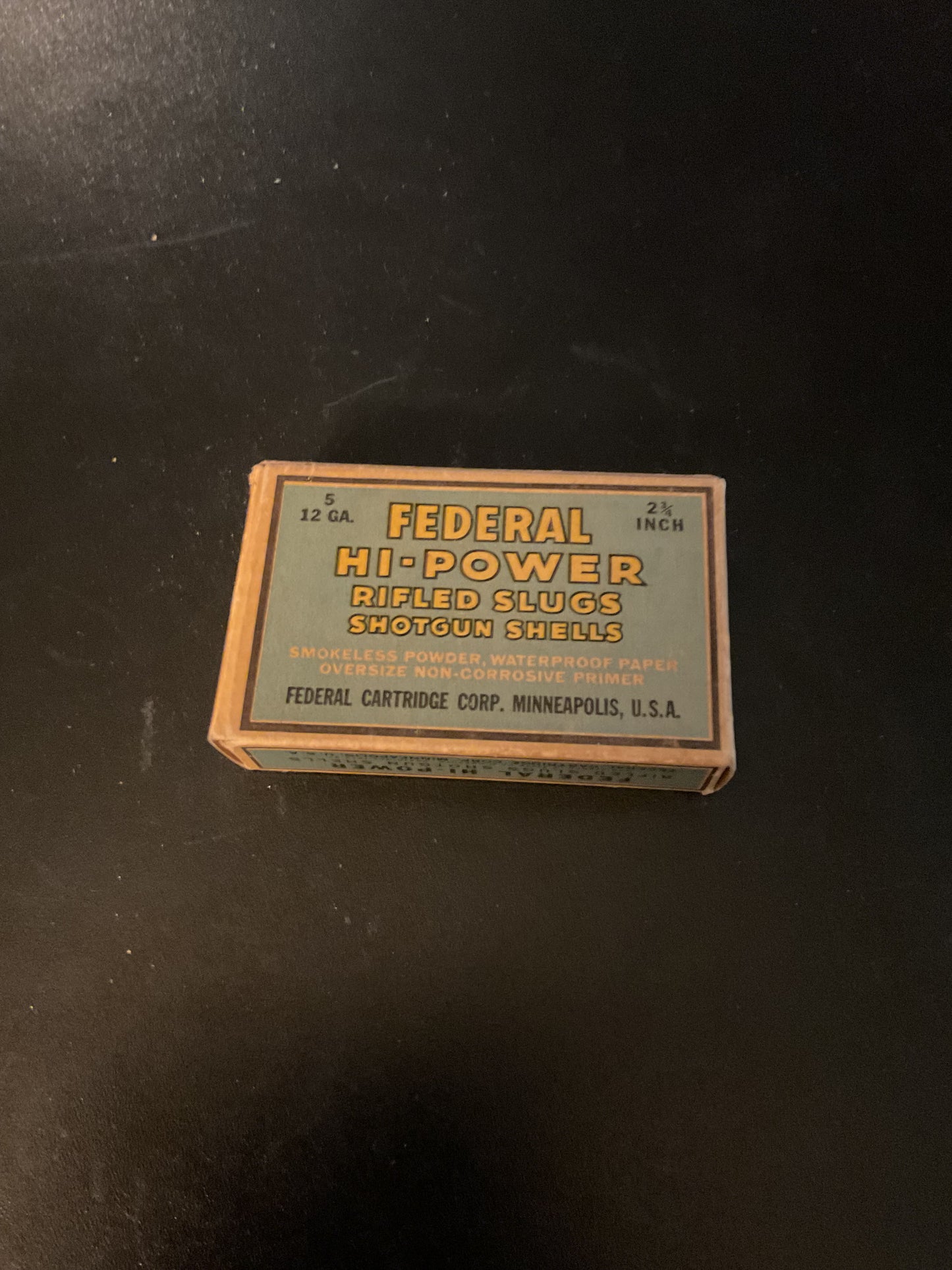 Vintage Federal Hi-Power 12 Gauge Rifled Slugs — Full Box of 5