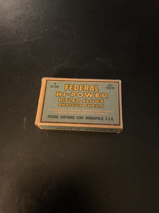 Vintage Federal Hi-Power 12 Gauge Rifled Slugs — Full Box of 5