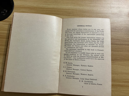 1928 Brake & Train Air Signal Instruction Manual No. 99-B-1 Railroad Locomotive Reference Book w/ Diagrams