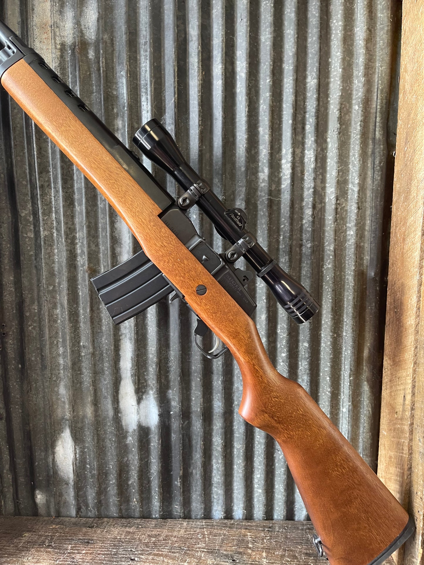 Ruger Mini-14 Ranch Rifle .223 Rem / 5.56 NATO – Redfield 4X Scope – Walnut Stock