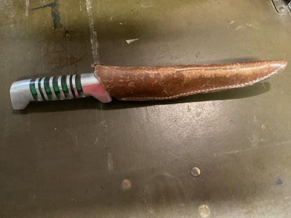 WWII Theatre Knife Green & Silver Handle