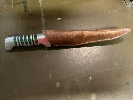 WWII Theatre Knife Green & Silver Handle