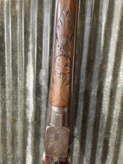 Belgian Wilmot 16 Gauge Side-by-Side Shotgun – Hand Carved Stock – Antique Double Barrel