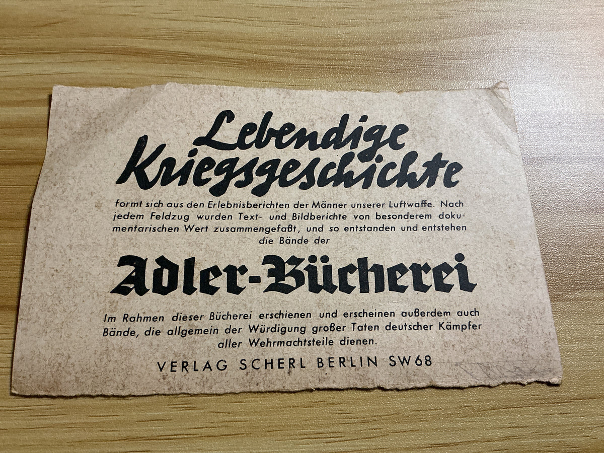 Original WWII German Luftwaffe “Der Adler” Frontberichte 1941 Advertising Card-Verlag Scherl Berlin