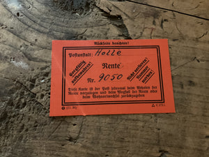 Original WWII German Postal Pension Payment Card-(Rentenkarte)