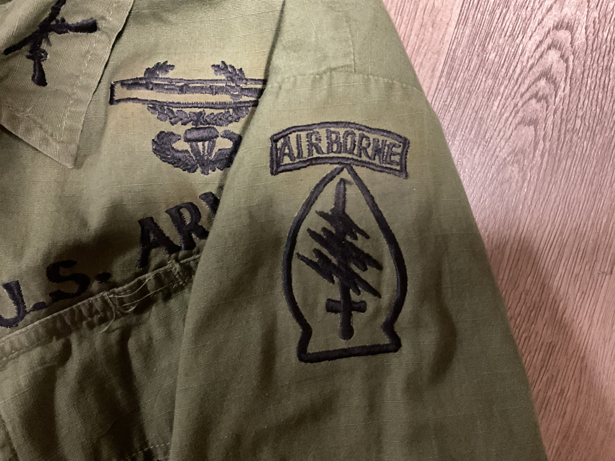 Vietnam Era U.S. Army OG-107 Utility Shirt-“DOLAN” Reproduction MACV-SOG/Airborne Style   Insignia