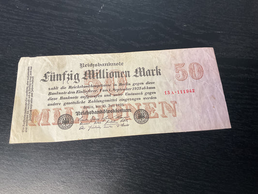 German 50 Million Mark Note 1923