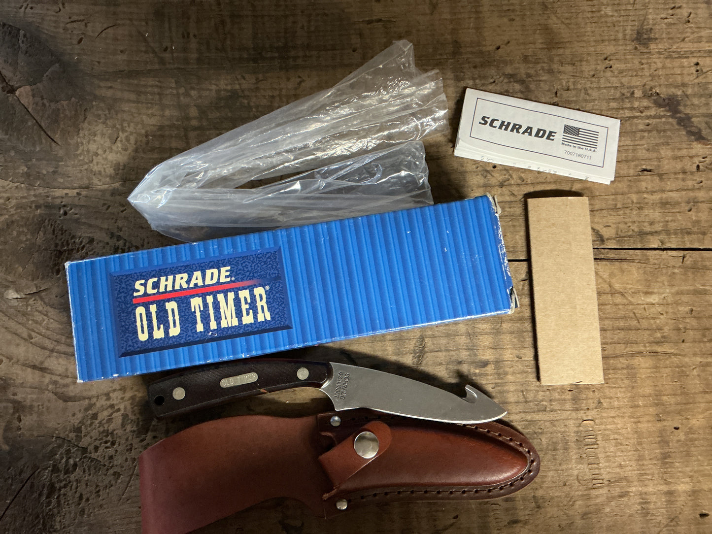 Schroeder Old Timer 158OT-Guthook Skinner Fixed Blade Knife w/ Sheath-New in Box