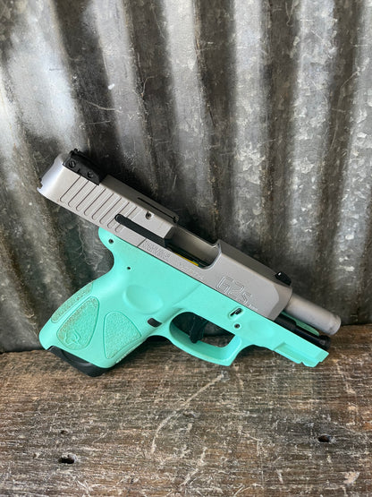 Taurus G2S 9mm – Tiffany Blue Frame – Stainless/Silver Slide – Good Used Condition