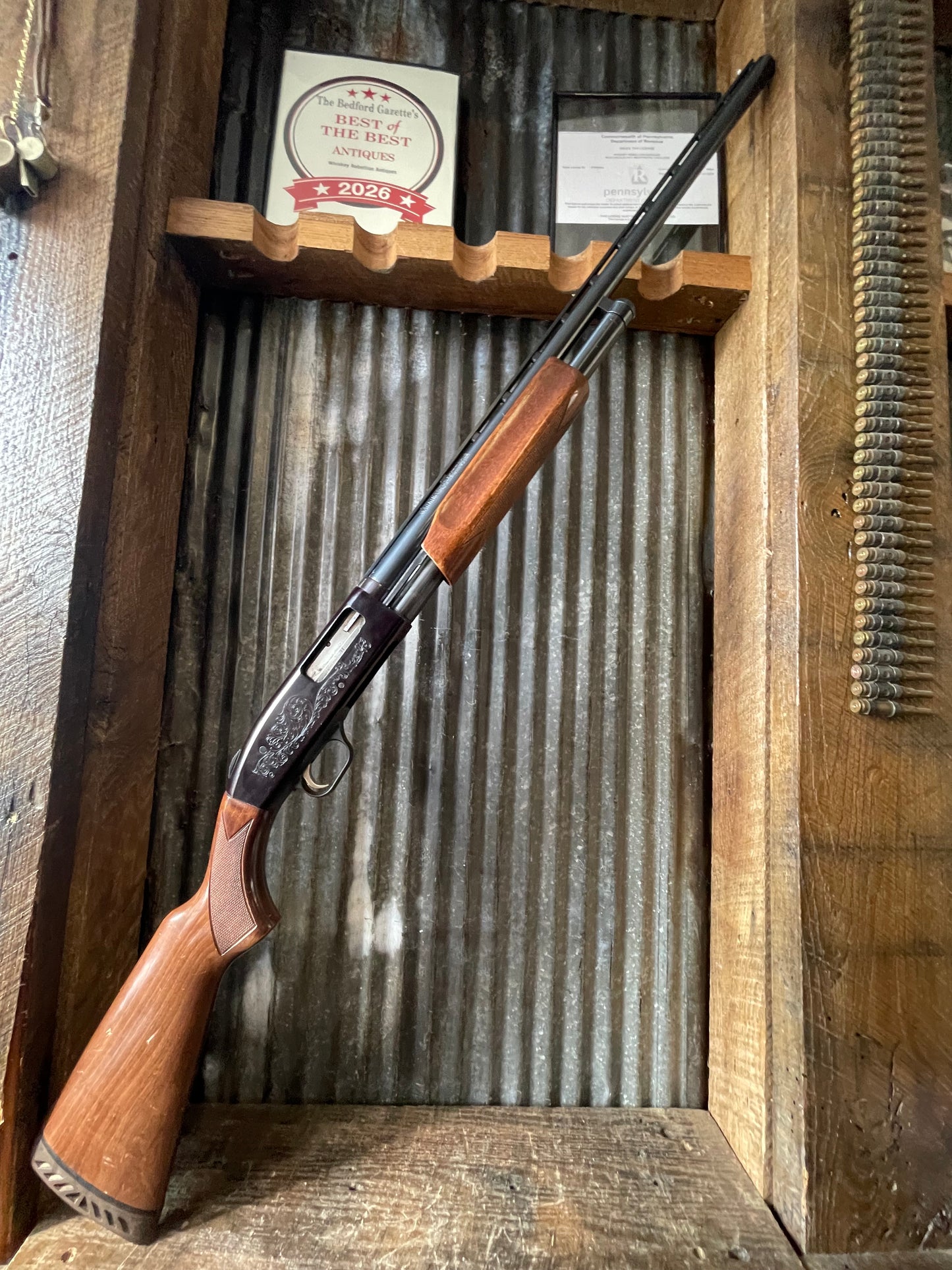 Mossberg Model 500 Engraved 12 Gauge Pump Shotgun – Gold Trigger – 28” Barrel