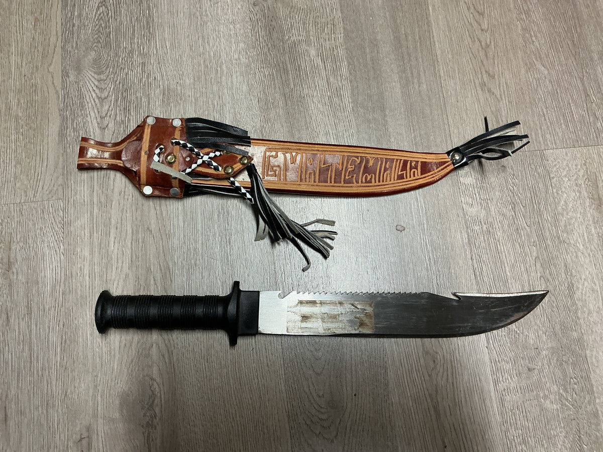 IMACASA El Salvador Large Bowie/Machete Knife w/ Decorative Leather Sheath