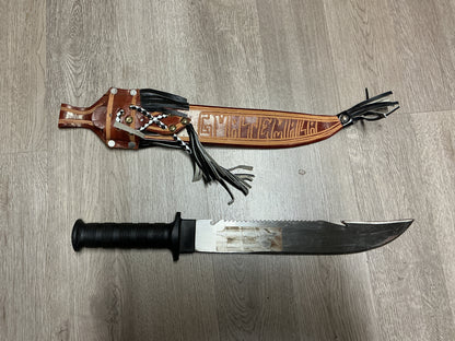 IMACASA El Salvador Large Bowie/Machete Knife w/ Decorative Leather Sheath