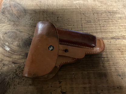 German 1941-Dated CZ Model 27 Leather Pistol Holster-WWII Pattern, CZ & Waffenamt Marks