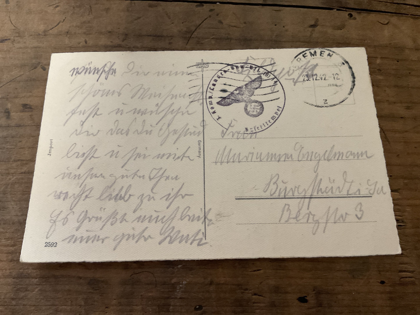 WWII German Engelmann Family Feldpost & Postcard Archive-Burgstadt Saxony 1940-1942-Military Unit Stamps